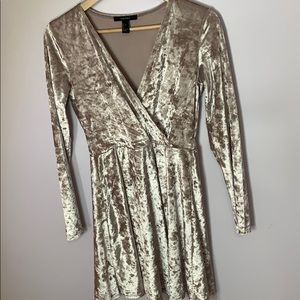 Gold Velvet V-Neck Cocktail Dress